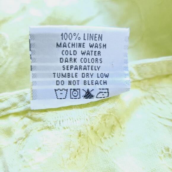 Click by Color Me Cotton 100% Linen Tank Medium Yellow, Embroidered, Sleeveless - Picture 6 of 6